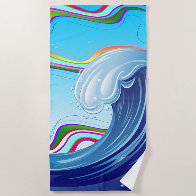 Sea Ocean big Wave Water  Beach Towel (Front)