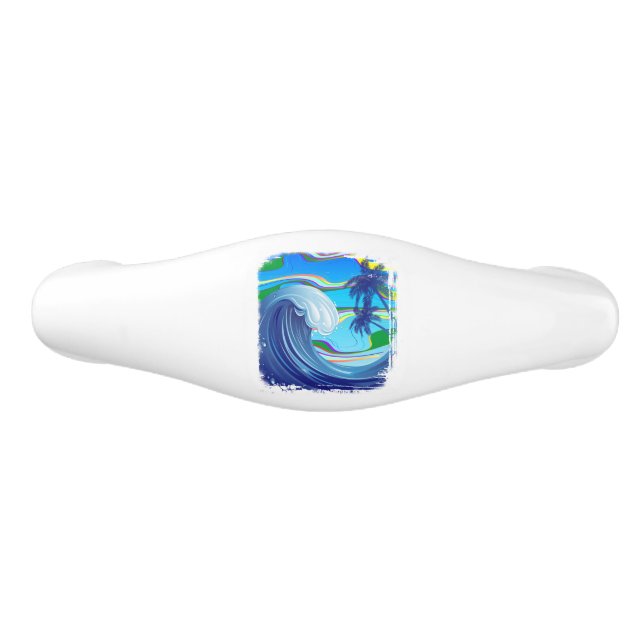 Sea Ocean big Wave Water  Ceramic Drawer Pull (Front)