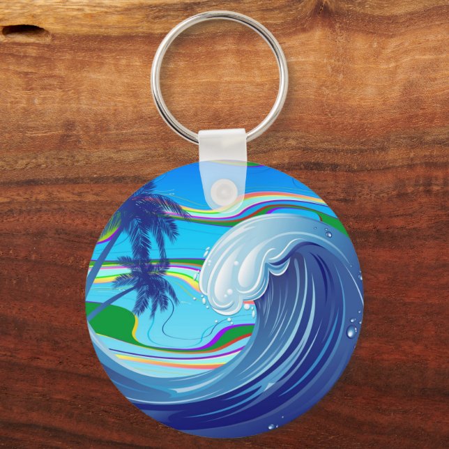 Sea Ocean big Wave Water Double-Sided keychain (Front)