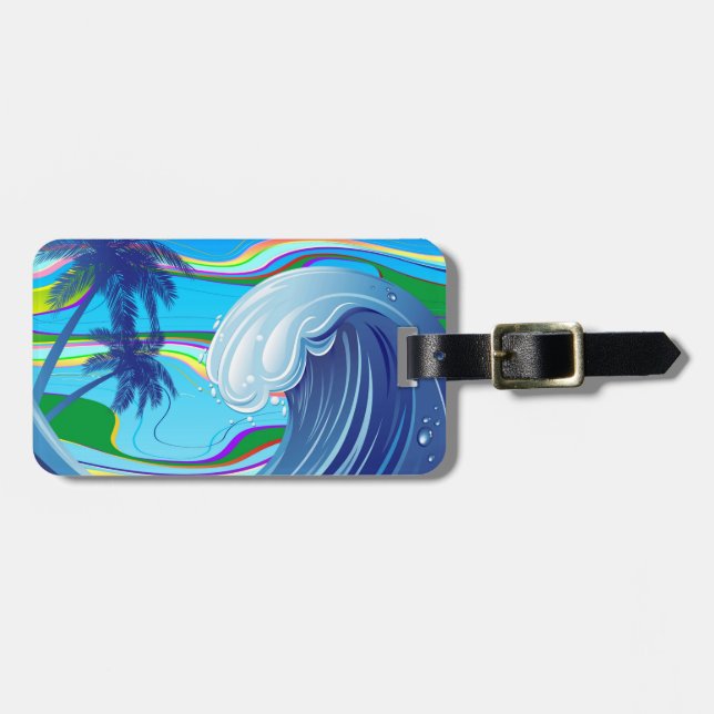 Sea Ocean big Wave Water luggage tag (Front Horizontal)