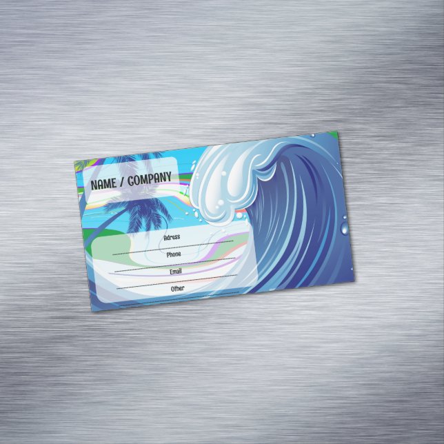 Sea Ocean big Wave Water  Magnetic Business Card (In Situ)