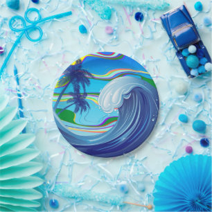 Sea Ocean big Wave Water  Paper Plate
