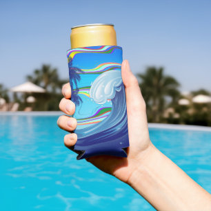 Sea Ocean big Wave Water  Seltzer Can Cooler