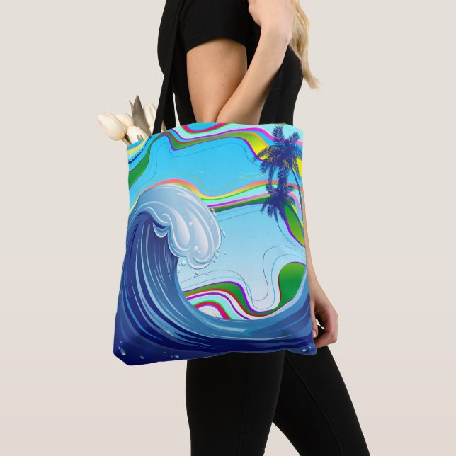 Sea Ocean big Wave Water  Tote Bag (Close Up)