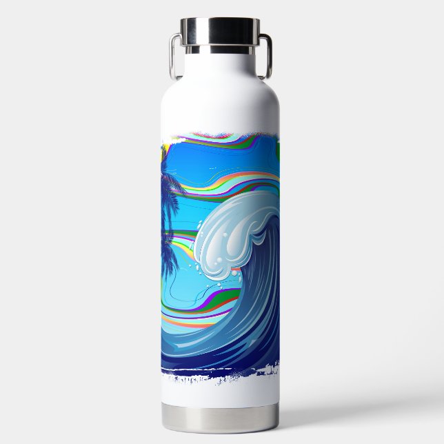 Sea Ocean big Wave Water  Water Bottle (Front)