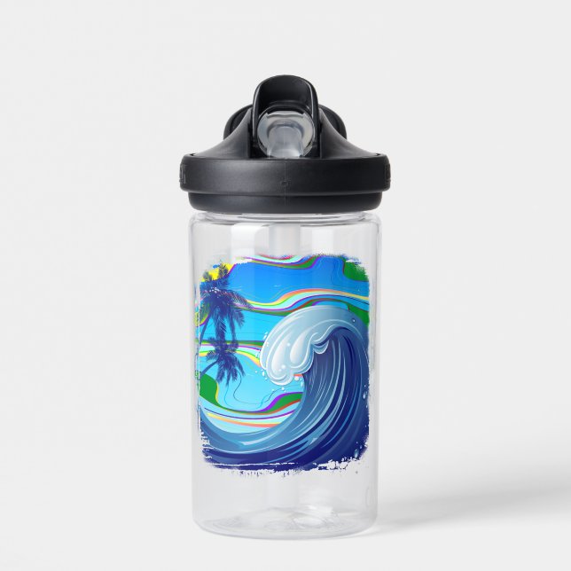 Sea Ocean big Wave Water  Water Bottle (Front)