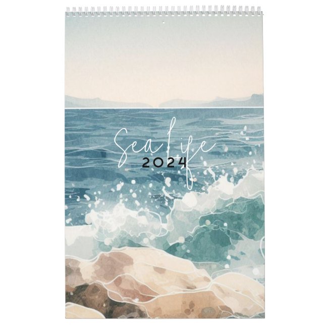 Sea ocean blue watercolor calendar (Cover)