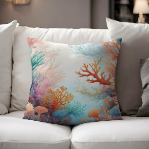 Sea Ocean Bottom Corals Design 315 Cushion