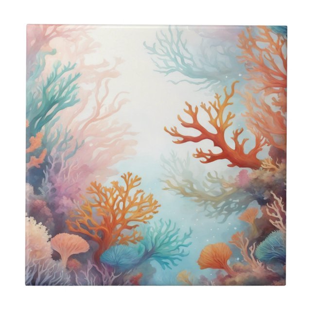 Sea Ocean Bottom Corals Design 315 Tile (Front)