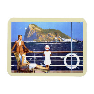 Sea Ocean Cruise Travel to Gibraltar Vintage Postc Magnet
