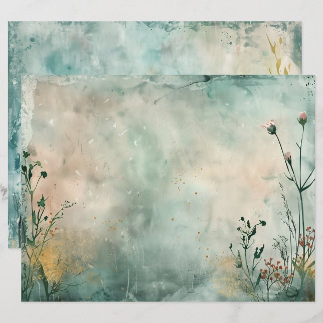 Sea Ocean Mermaid Junk Journal Scrapbook Paper (Front/Back)