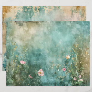 Sea Ocean Mermaid Teal Blue Scrapbook Paper