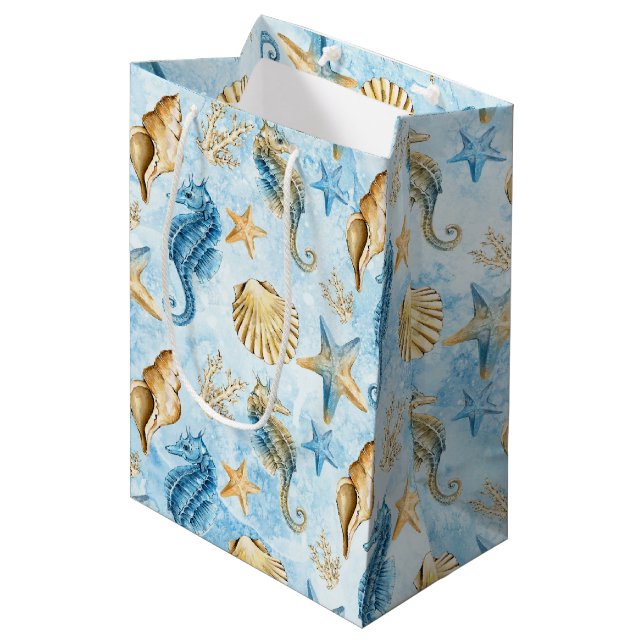 Sea & ocean pattern medium gift bag (Front Angled)