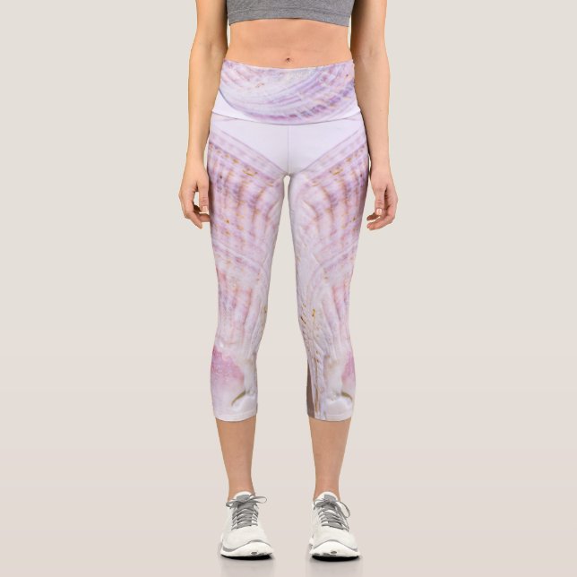 Sea Ocean Shell texture structure details Capri Leggings (Front)