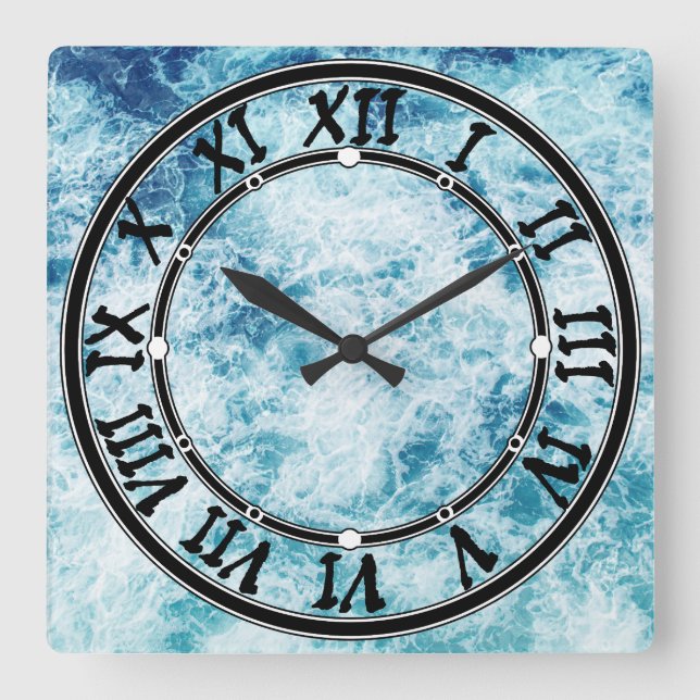 Sea ocean water splashes landscape square wall clock (Front)