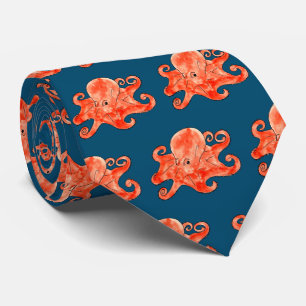 sea octopus pattern tie