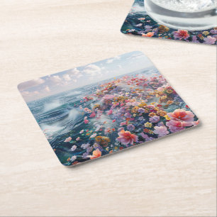 Sea of Azaleas Square Paper Coaster