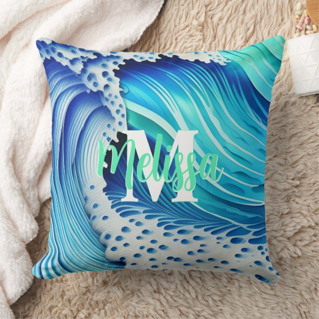 Sea of Blue Monogrammed Cushion (Blanket)