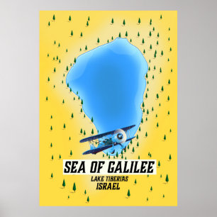 Sea of Galilee Israel map poster