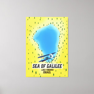 Sea of Galilee Israel map poster Canvas Print