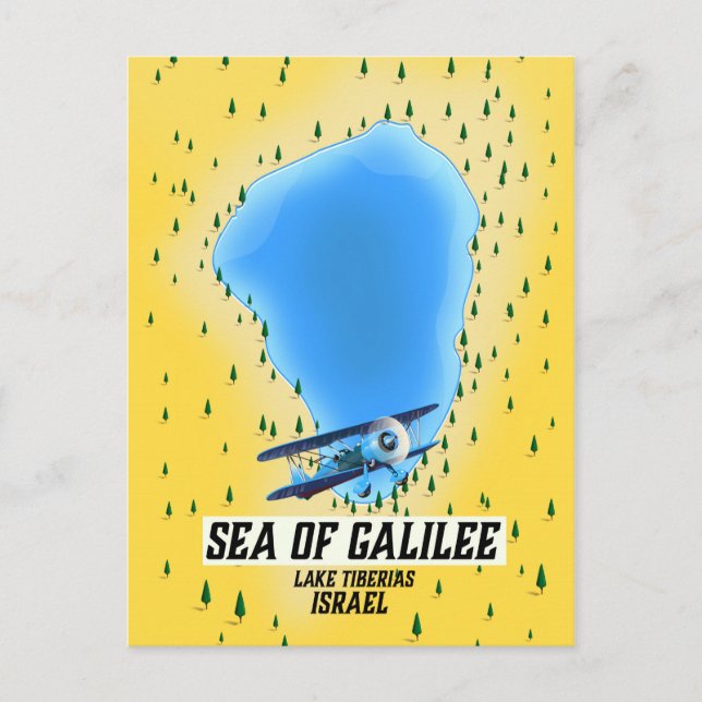Sea of Galilee Israel map poster Postcard (Front)