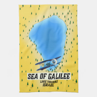 Sea of Galilee Israel map poster Tea Towel