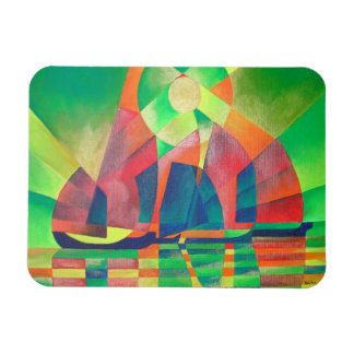 Sea of Green With Cubist Abstract Junks Magnet
