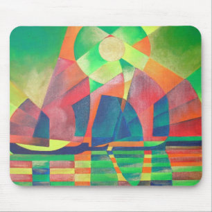 Sea of Green With Cubist Abstract Junks Mouse Mat