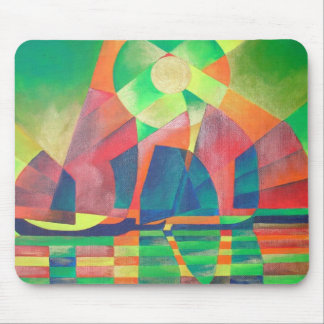 Sea of Green With Cubist Abstract Junks Mouse Mat