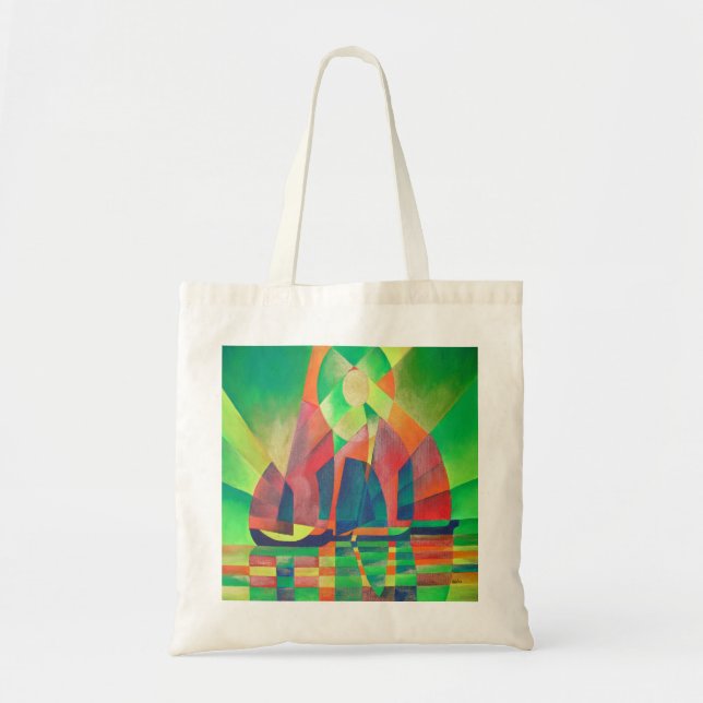 Sea of Green With Cubist Abstract Junks Tote Bag (Front)