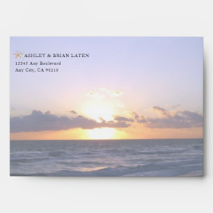 Sea of Love   Beach Sunset Starfish Wedding Envelope