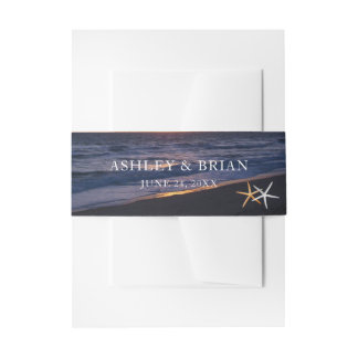 Sea of Love | Beach Sunset Starfish Wedding Invitation Belly Band