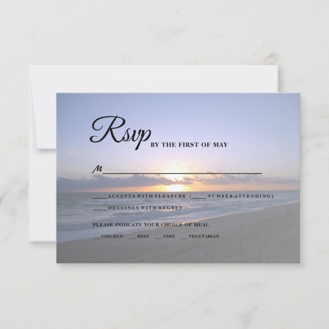 Sea of Love | Beach Sunset Starfish Wedding RSVP Card (Front)
