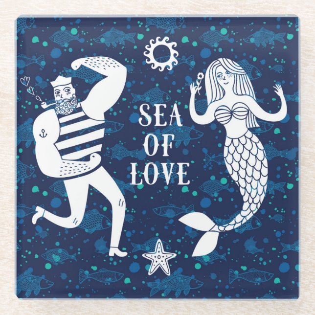 Sea Of Love Poster Glass Coaster (Front)