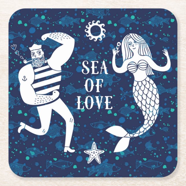 Sea Of Love Poster Square Paper Coaster (Front)