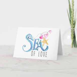 Sea of Love Watercolor Beach Valentines Day Holiday Card