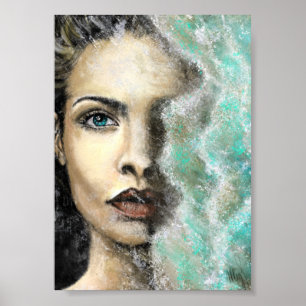 Sea of Memories Poster Painting Art Woman Face