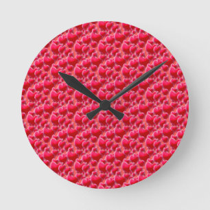 Sea of Pink Hearts Round Clock