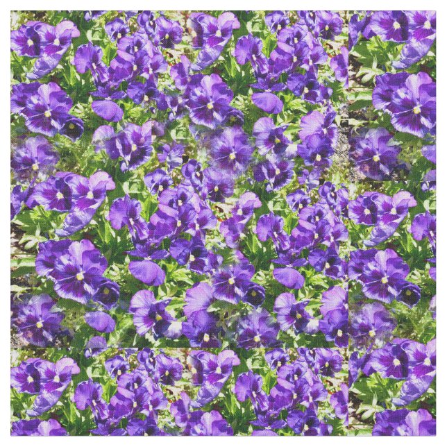 Sea of Serenity: The Beautiful Purple Pansy Field Fabric (Close Up)