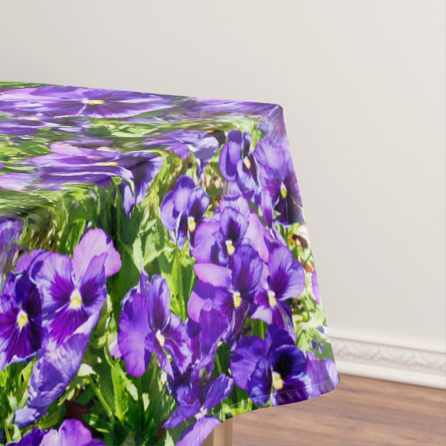 Sea of Serenity: The Beautiful Purple Pansy Field Tablecloth (In Situ)