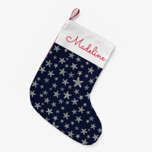 Sea Of Starfish Pattern Add Your Name Small Christmas Stocking