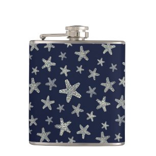 Sea Of Starfish Pattern Hip Flask