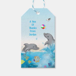 Sea of Thanks Quote with Dolphin Volleyball Fun Gift Tags