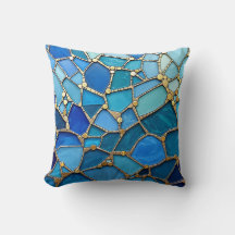 Sea of Waves Blue and Gold Mosaic Fine Art