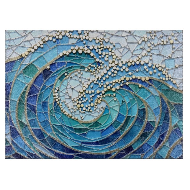 Sea of Waves Mosaic Art Cutting Board (Front)