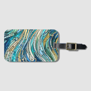 Sea of Waves Teal Mosaic Fine Art Luggage Tag