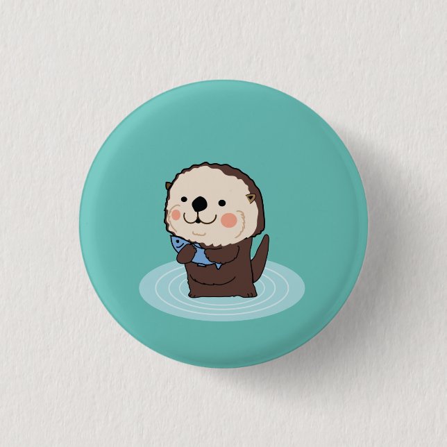 sea otter 3 cm round badge (Front)