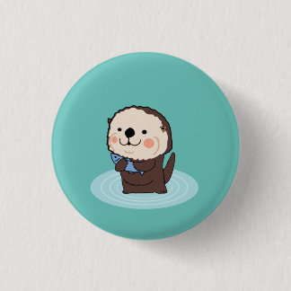 sea otter 3 cm round badge