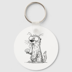 Sea Otter Abstract Art Rtrait Drawing Whimsical Fu Key Ring
