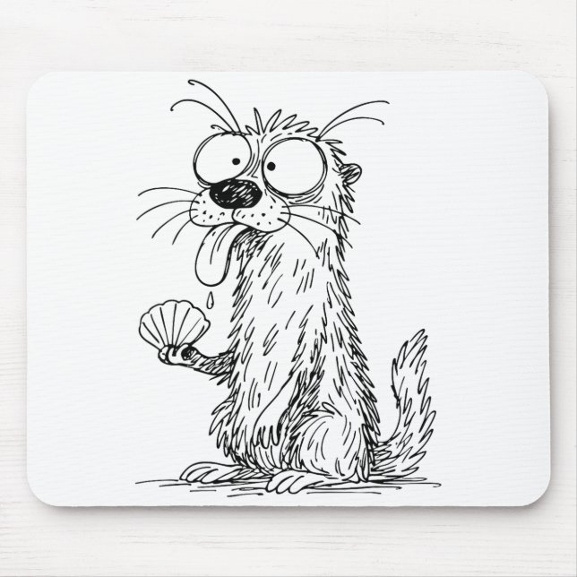 Sea Otter Abstract Art Rtrait Drawing Whimsical Fu Mouse Mat (Front)
